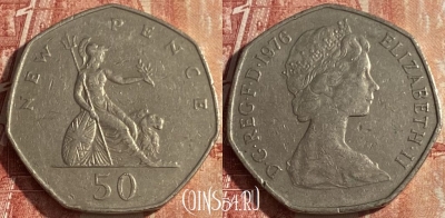 Великобритания 50 новых пенсов 1976 г., KM# 913, 052p-070