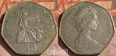 Великобритания 50 новых пенсов 1976 г., KM# 913, 351p-001