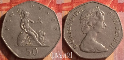 Великобритания 50 новых пенсов 1978 г., KM# 913, 151o-064