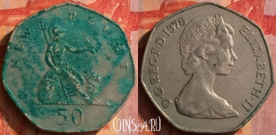 Великобритания 50 новых пенсов 1978 г., KM# 913, 152o-100