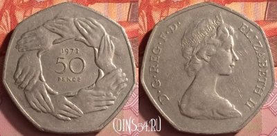 Великобритания 50 пенсов 1973 года, KM# 918, 216o-035