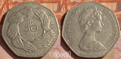 Великобритания 50 пенсов 1973 года, KM# 918, 350p-112
