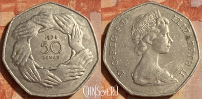 Великобритания 50 пенсов 1973 года, KM# 918, 462q-592 ♛