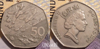 Великобритания 50 пенсов 1994 года, KM# 966, 204-098