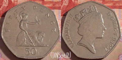 Великобритания 50 пенсов 1997 года, KM# 940.2, 102b-136