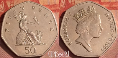 Великобритания 50 пенсов 1997 года, KM# 940.2, 288l-130