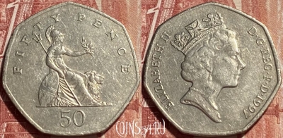 Великобритания 50 пенсов 1997 года, KM# 940.2, 369q-043