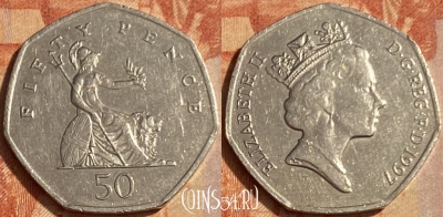 Великобритания 50 пенсов 1997 года, KM# 940.2, 462q-599