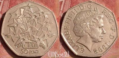 Великобритания 50 пенсов 1998 года, KM# 992, 075l-112