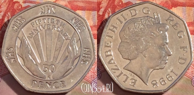 Великобритания 50 пенсов 1998 года, KM# 996, 269-012