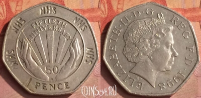 Великобритания 50 пенсов 1998 года, KM# 996, 287o-099