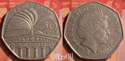 Великобритания 50 пенсов 2000 года, KM# 1004, 063n-015
