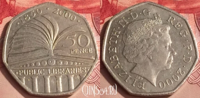 Великобритания 50 пенсов 2000 года, KM# 1004, 304o-097