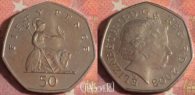Великобритания 50 пенсов 2003 года, KM# 911, 366-117