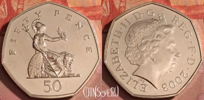 Великобритания 50 пенсов 2003 года, KM# 991, 288l-139