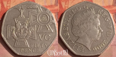 Великобритания 50 пенсов 2006 года, KM# 1057, 288o-022