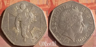 Великобритания 50 пенсов 2006 года, KM# 1058, 288o-054