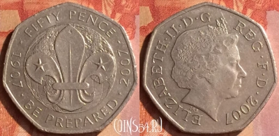 Великобритания 50 пенсов 2007 года, KM# 1073, 118o-100