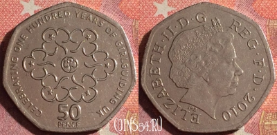 Великобритания 50 пенсов 2010 года, KM# 1165, 364-125