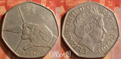 Великобритания 50 пенсов 2011 года, KM# 1167, 165o-070