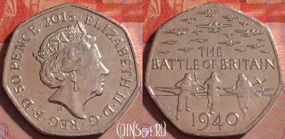 Великобритания 50 пенсов 2015 года, UNC, 295j-006