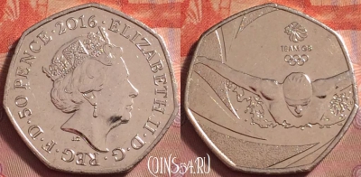 Великобритания 50 пенсов 2016 года, UNC, 135k-023