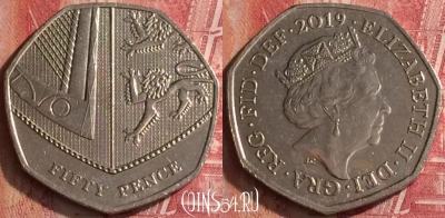 Великобритания 50 пенсов 2019 года, KM# 1337, 455o-045 ♛