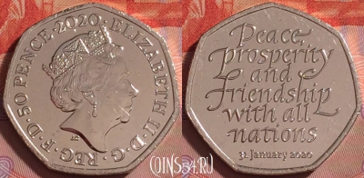 Великобритания 50 пенсов 2020 года, UNC, 294j-105