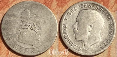 Великобритания 6 пенсов 1921-1926 Ag, KM# 815a, 462q-658