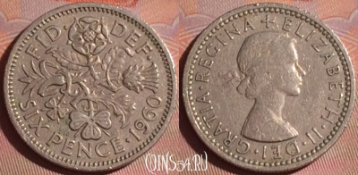 Великобритания 6 пенсов 1960 года, KM# 903, 052i-034
