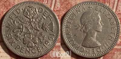 Великобритания 6 пенсов 1961 года, KM# 903, 099q-091