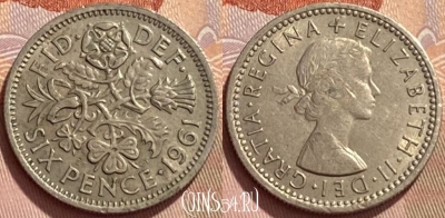 Великобритания 6 пенсов 1961 года, KM# 903, 349q-131