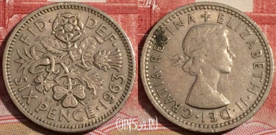 Великобритания 6 пенсов 1963 года, KM# 903, 218-128