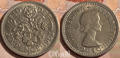 Великобритания 6 пенсов 1963 года, KM# 903, 279q-129
