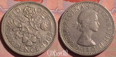 Великобритания 6 пенсов 1965 года, KM# 903, 056i-121