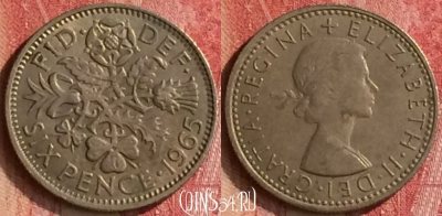 Великобритания 6 пенсов 1965 года, KM# 903, 333n-136