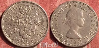 Великобритания 6 пенсов 1965 года, KM# 903, 408-055