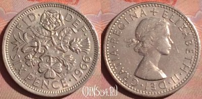 Великобритания 6 пенсов 1966 года, KM# 903, 051i-193