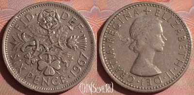 Великобритания 6 пенсов 1967 года, KM# 903, 048i-192