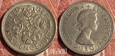 Великобритания 6 пенсов 1967 года, KM# 903, 125q-121