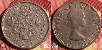 Великобритания 6 пенсов 1967 года, KM# 903, 253i-002