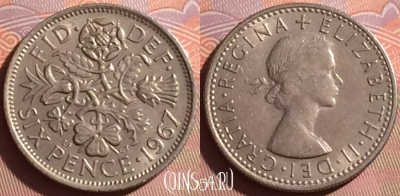 Великобритания 6 пенсов 1967 года, KM# 903, 340i-015