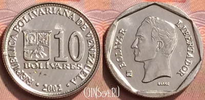 Венесуэла 10 боливаров 2002 года, Y# 80a, 429-091