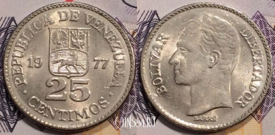 Венесуэла 25 сентимо 1977 года, Y# 50, 128-141