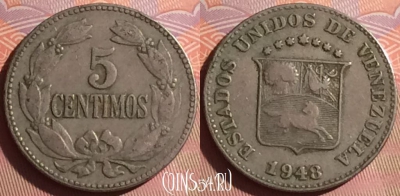 Венесуэла 5 сентимо 1948 года, Y# 29a, 041i-003