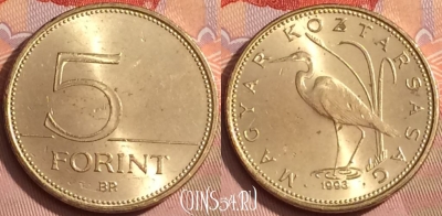 Венгрия 5 форинтов 1993 года, KM# 694, 348k-128
