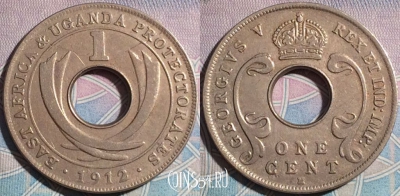 Восточная Африка и Уганда 1 цент 1912 года, KM# 7, a068-098