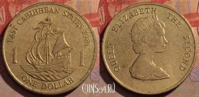 Восточные Карибы 1 доллар 1981 года, KM# 15, 104d-075