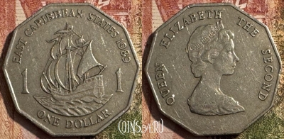Восточные Карибы 1 доллар 1989 года, KM# 20, 184s-066 ♛