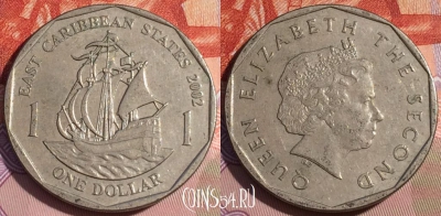 Восточные Карибы 1 доллар 2002 года, KM# 39, 174c-084
